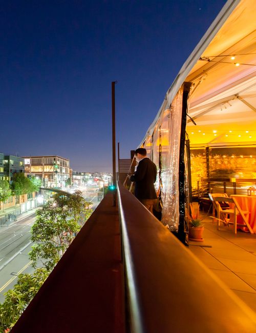 Rooftop at twilight with Bay views
